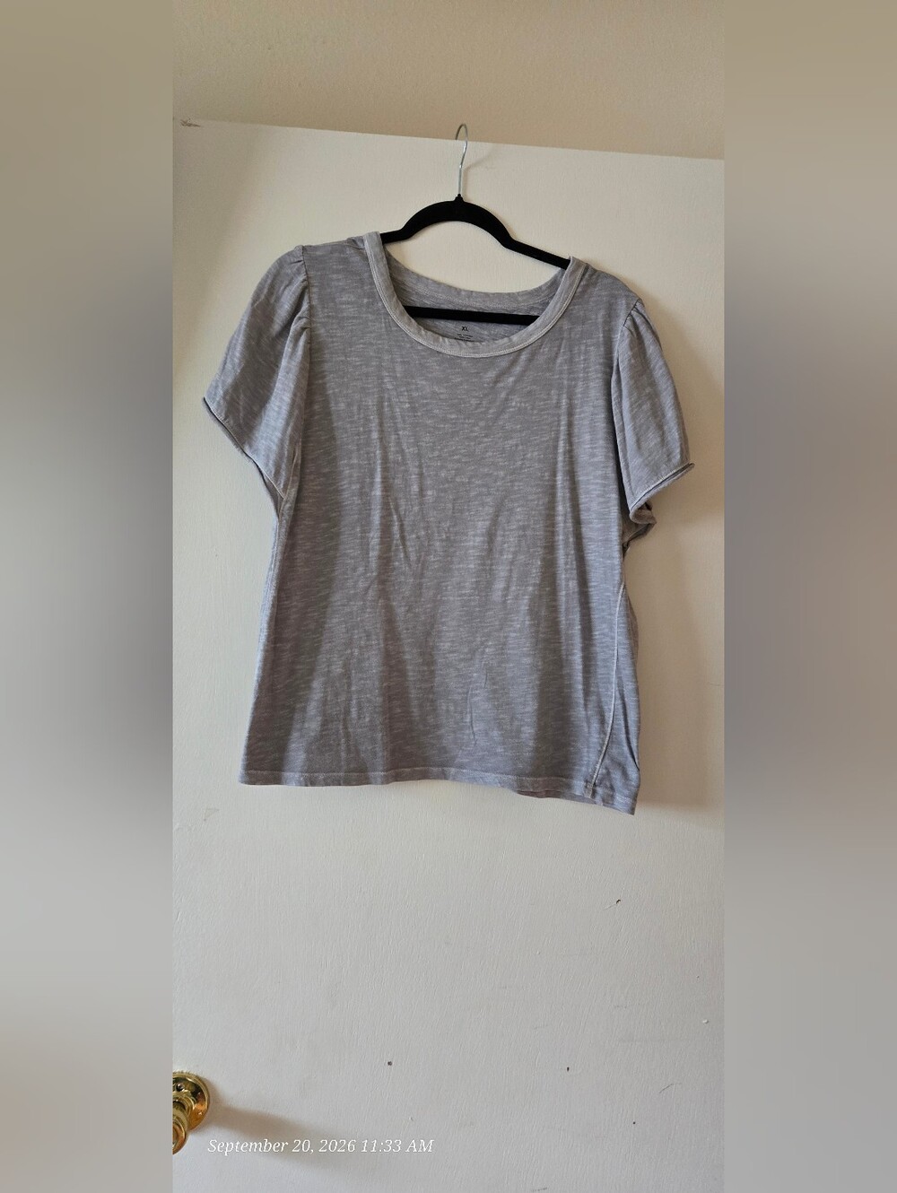Sonoma Light Gray Short-Sleeve Puff Shoulder Tee